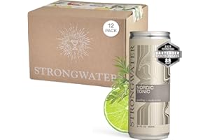 Strongwater Sparkling Nordic Tonic Water - 12 Pack Cans (8.4 Fl Oz Each) - Premium Mixer Made with Quinine, Rocky Mountain Water & Botanicals - Real Cane Sugar, No Artificial Flavors