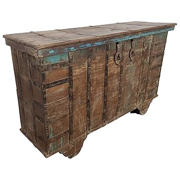 Indoortrend.com Große Holztruhe Truhe Hochzeitstruhe Vintage Massivholz Altholz Türen Unikat