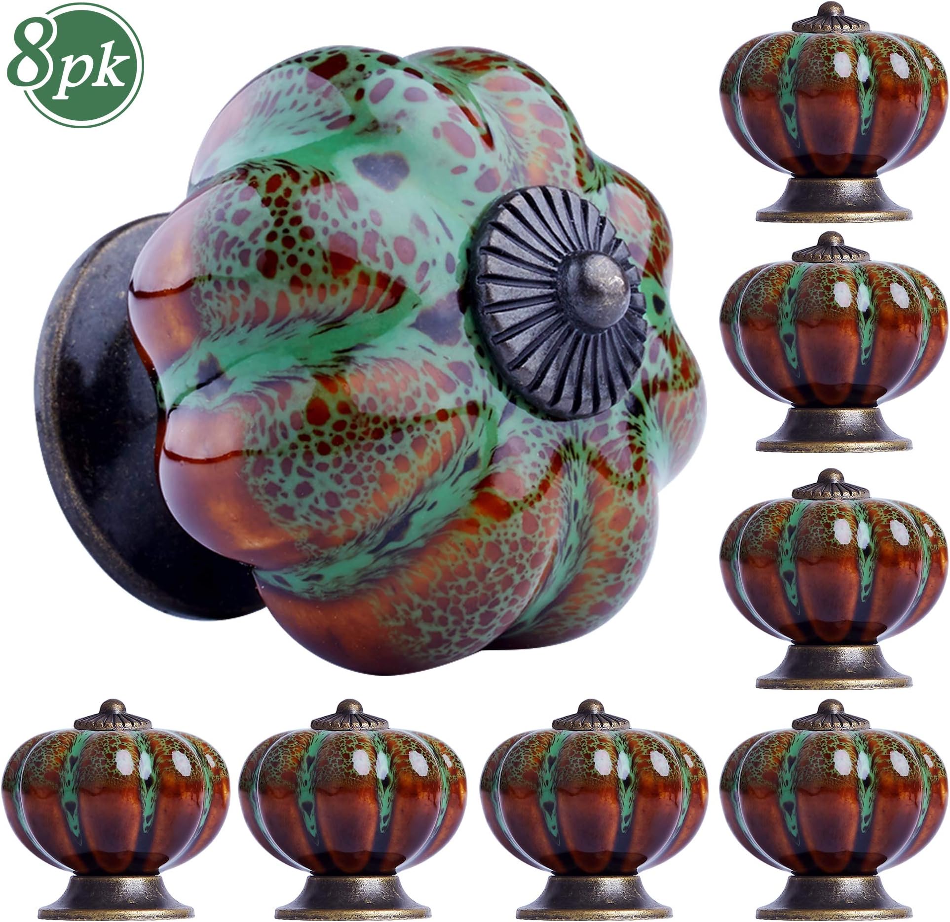 Set of 8 Blue Ceramic Cupboard Knobs Drawer Knobs Kitchen Furniture Door Handles Cupboard Knobs Knobs Ceramic, Green