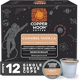 Copper Moon K-Cup Coffee Pods, Medium Roast Caramel Vanilla Blend, 12 Count | 12 Count, Flavored Coffee, Vegan, Allergen Free, Non-GMO, Kosher, Small Batch Roasted, Compatible with Keurig K Cup Brewers