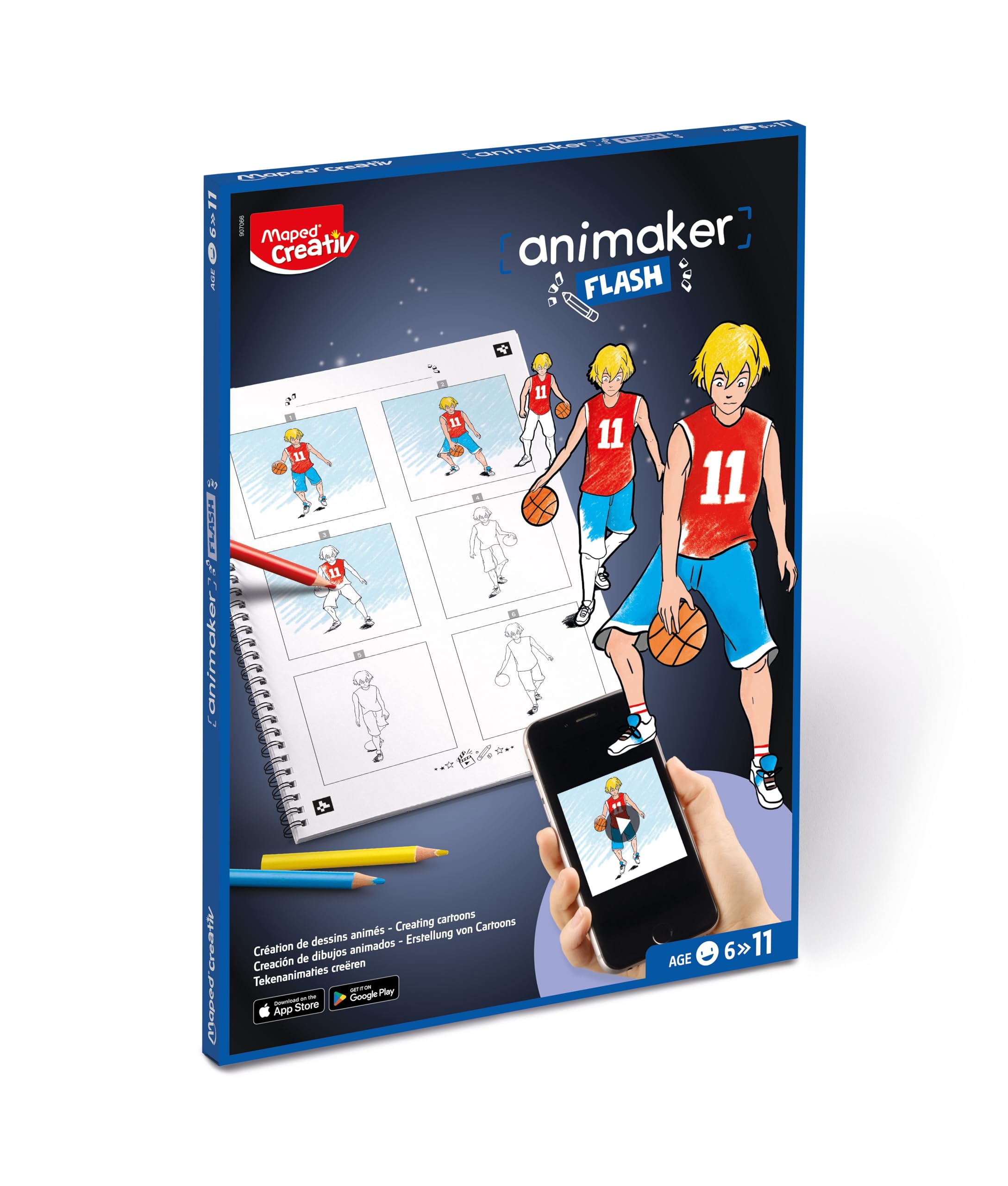 Maped Creativ Animaker Flip/Flash Set with Colouring Book and Pencils + Instructions for Animaker app (Flash Action)