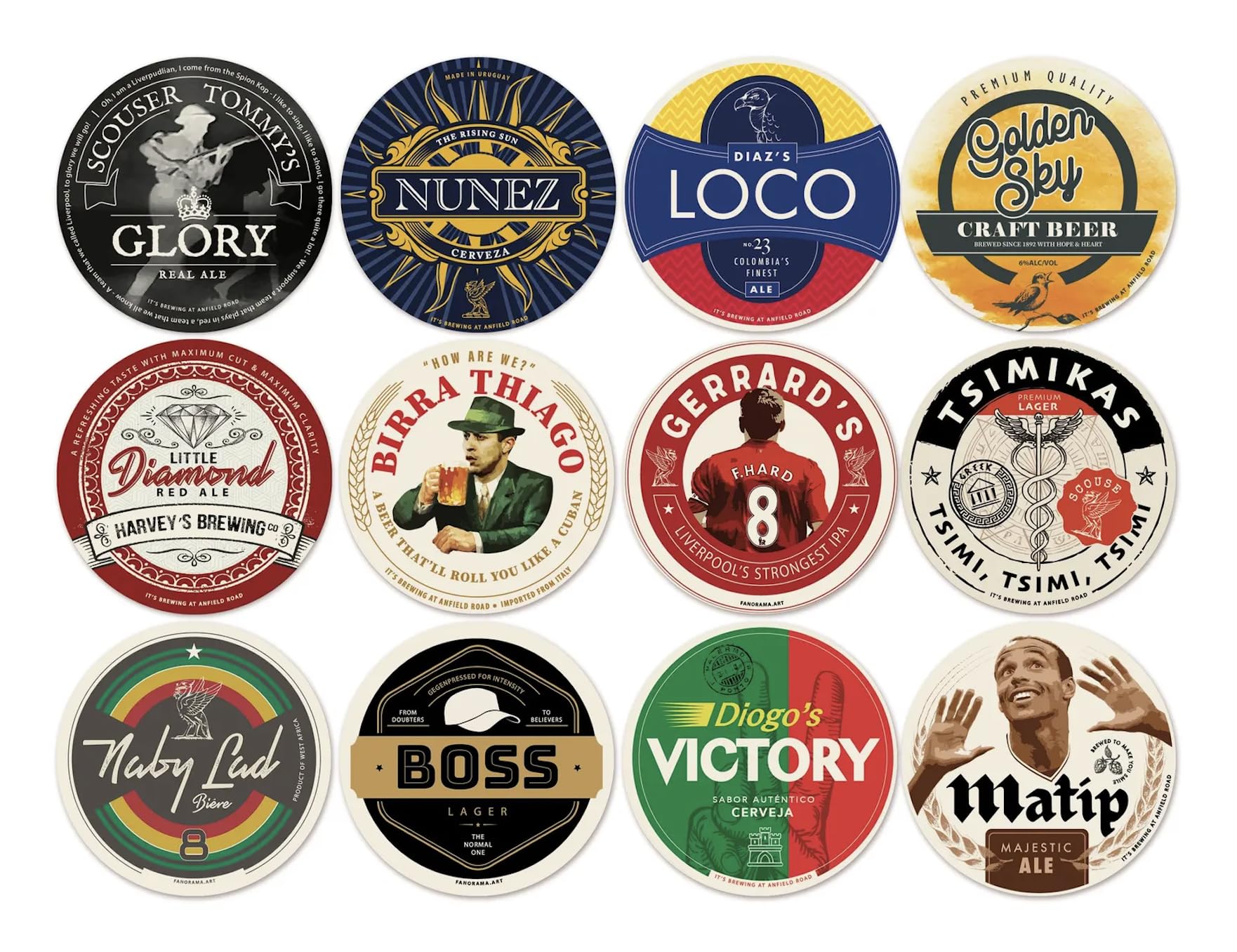 Liverpool gifts, Themed football Beer mat set - coasters