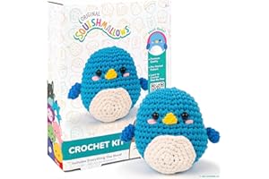 Original Squishmallows Bebe the Bluebird Crochet Kit, Includes Yarn, Crochet Hook, Starter Hooks, Step-By-Step Tutorials, Exclusive Crochet Kit For Beginners, DIY Craft, Crochet Kits, Great Teen Gifts