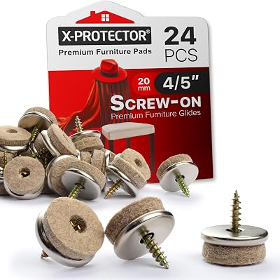 X-Protector Screw-On Felt Pads 24 PCS 20 mm Beige Floor Protectors