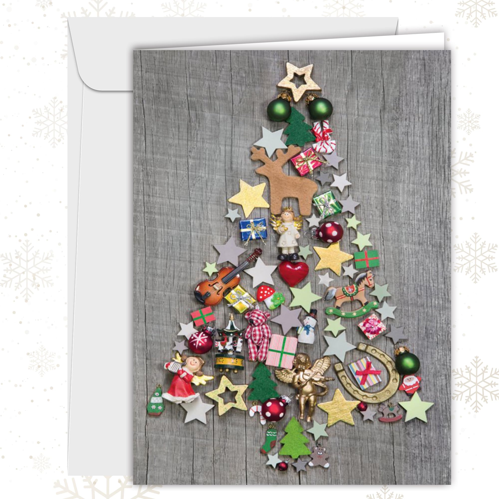 Edition Colibri XL Christmas Card Colourful Christmas Tree with Envelope DIN A4 Folding Card with Colourful Christmas Tree Motif (11096)