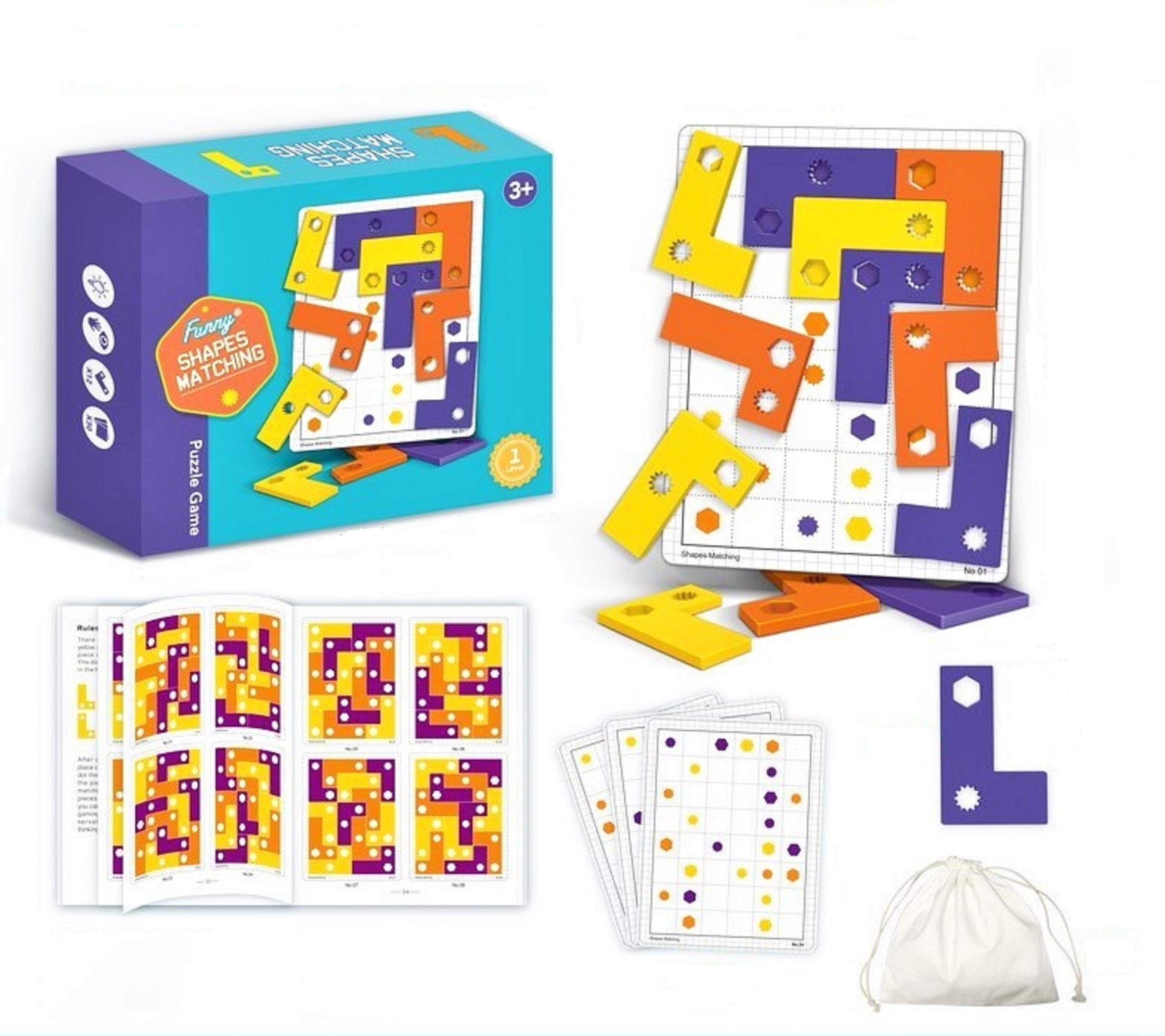 Shapes and Pattern Matching Puzzle, Educational Toy, Brain teaser puzzle for Boys and Girls, Ages 3+