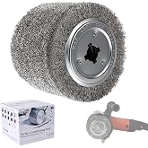 KQCXIK 4.7" x 4" Stainless Steel Wire Surface Conditioning Tool Drum | Wire Drawing Wheel for Polishing Machines, Wear-Resistant and Corrosion-Resistant Abrasive Drum for High-Hardness Material