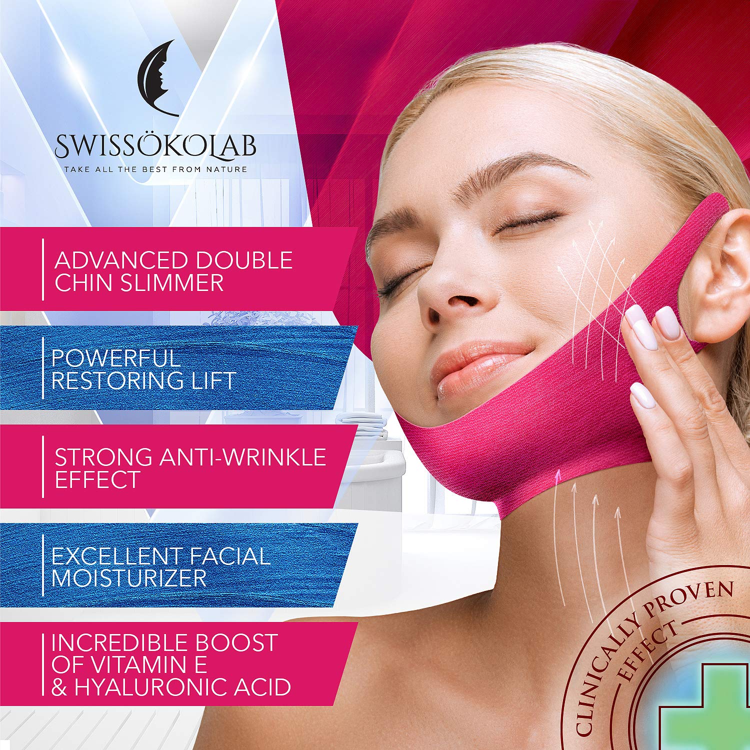 Double Chin Reducer V Line Lifting Mask Face Slimming Strap Chin Neck V Shaped Lift Tape Chin Up Patch V Up Contour Tightening Firming 5 pcs : Beauty