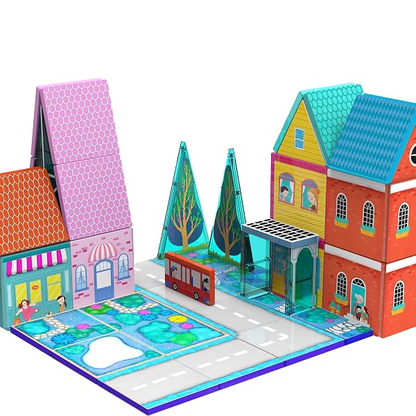MAGNETIC TILES FOR KIDS, FAIRYTALE TOWN ROAD SET,...