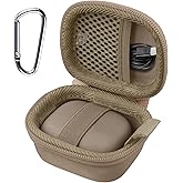 co2CREA Hard Case for Beats Powerbeats Fit with Carabiner Clip, Shockproof Earbuds Storage Box – Protective Travel Cover for Wireless Noise Cancelling Earbuds (Sand Case)