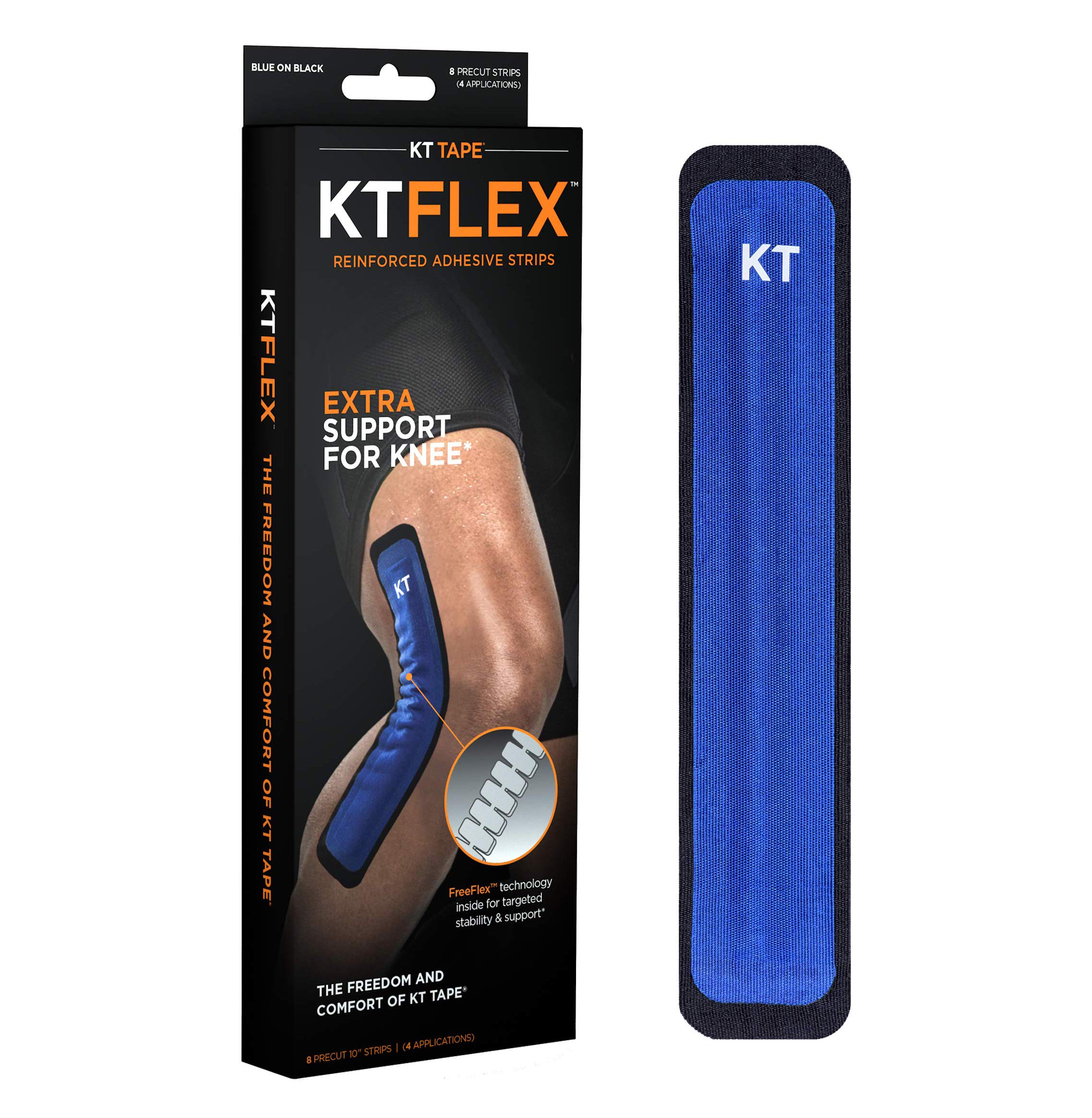 KT Tape KT Flex Reinforced Adhesive Strips for Knees, 8 Pre cut 10 inch