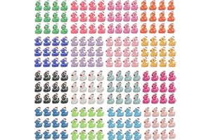 VAWUZ 160 Pcs Mini Christmas Resin Ducks with Hat 16 Colors to Hide and Seek Tiny Duck Charms for Party Toy Gift Crafts Micro Landscape Aquarium Garden for School DIY Dollhouse Decoration