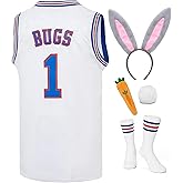Mens Bugs #1 /Lola #10 Space Movie Basketball Jersey Sports Halloween Costumes Jersey White XS-XXL