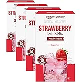 Amazon Grocery, Strawberry Drink Mix with Caffeine, 10 packets, 1.1 Oz (Pack of 4)