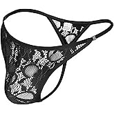 JOCKLAND Mens Lace Thong Sexy Low Rise T-back G-string with Adjustable Stretch Waistband Comfortable Men's Thong Underwear