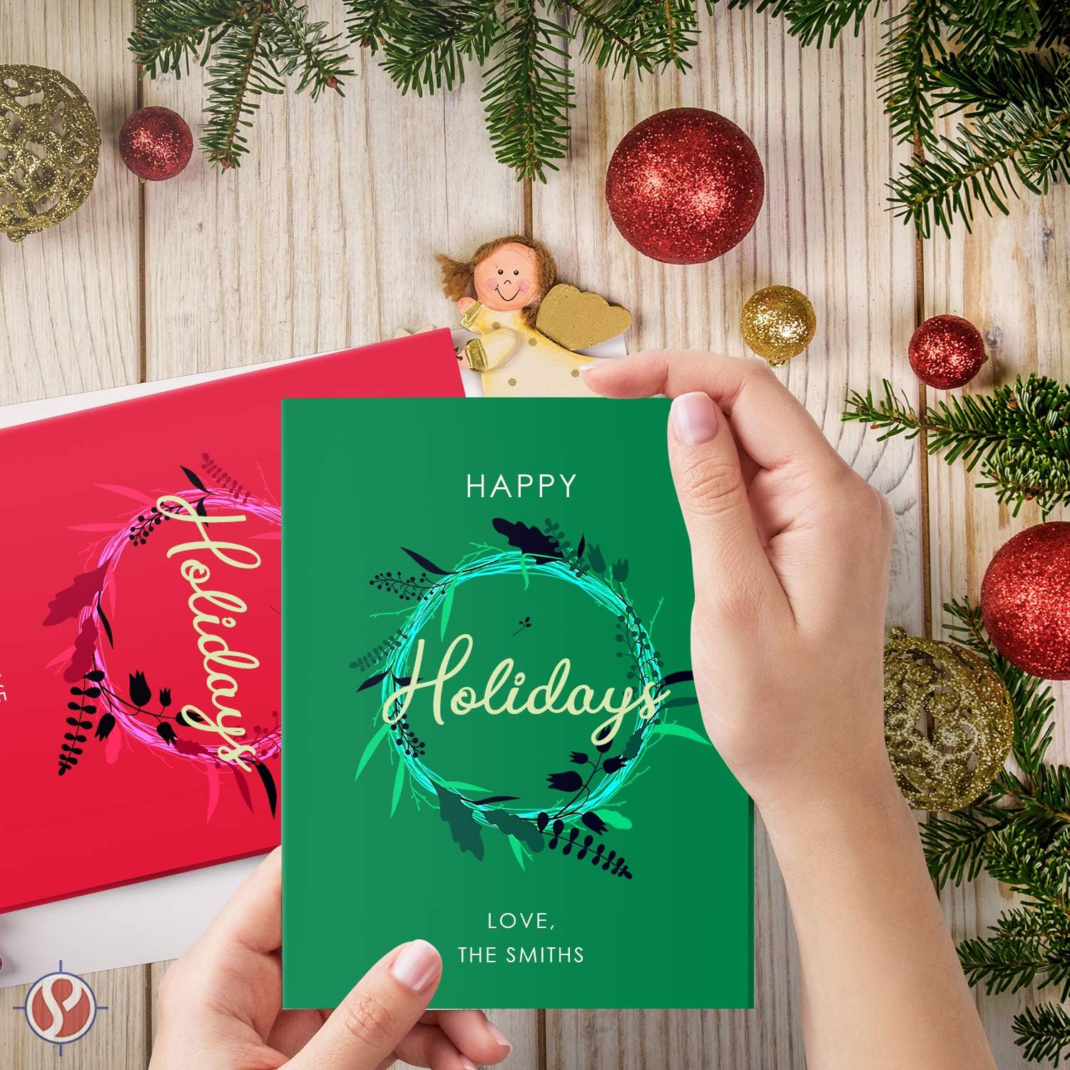2021 Holiday Christmas Greeting Cards - 25 Red & 25 Green Blank Cards with 50 White Envelopes - Card Size 4.25 x 5.5 Inches When Folded - Envelopes Size A2 : Office Products