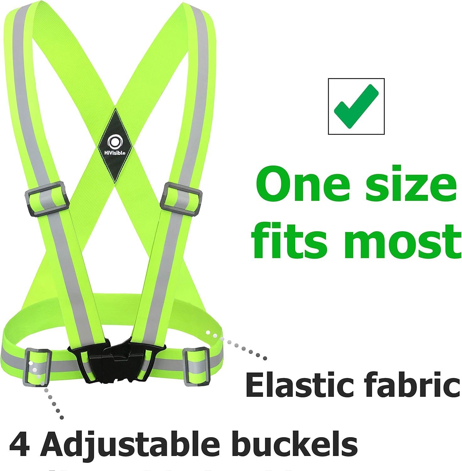 Reflective Vest with Reflective Bands - Reflective Running Gear for Men and Women for Night Running, Biking, Walking. Reflective Running Vest, Safety Straps, Reflector Strips (Green Vest + 4 Bands) : Sports & Outdoors