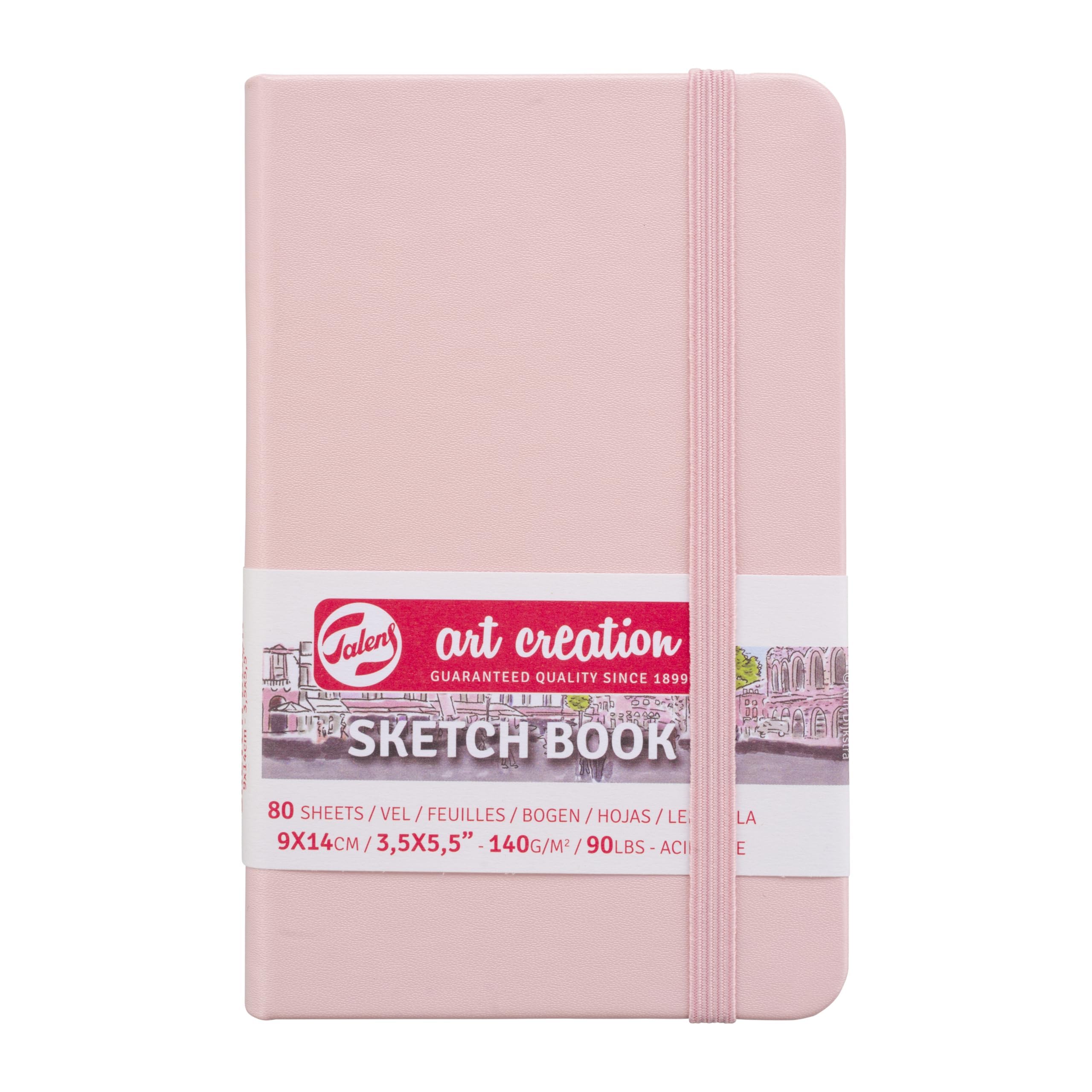 Talens Art Creation Sketchbook 9x14cm Pastel Pink - 80 Sheets 140g Acid-Free Paper - Ideal for Pencil Ink Charcoal Acrylics