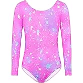 TENVDA Gymnastics Leotards for Girls Sparkly Unicorn Rainbow Long Sleeve Kids Tumbling Outfit Age 2-9 Years Old