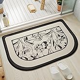 Half Circle Bath Mat, Thin Bathroom Rugs Fit Under Door Quick Dry Non Slip Washable Bathroom Mat with Rubber Backing, Absorbe