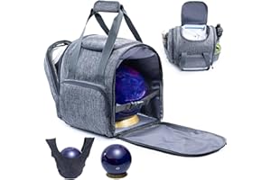 VIGEGARI Bowling Ball Bag - Single Ball Tote with Cup Holder and Microfiber Polisher - Grey, Medium