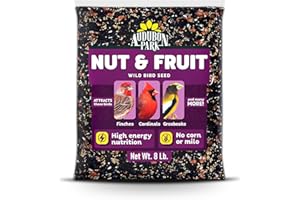 Audubon Park Nut & Fruit Wild Bird Seed – 8 lb. Premium Blend with Sunflower Seeds, Peanuts, Safflower & Dried Fruit – Bird Food for Outside Feeders