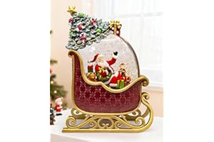 SINOFAYAR Christmas Santa Snow Globe Light up Lantern with 8 Songs, 9.17" Red Christmas Snow Globes for Kids Adults, 6H Timer & Dual Power, Snowglobes Christmas Decorations Indoor, Gifts for Women Men