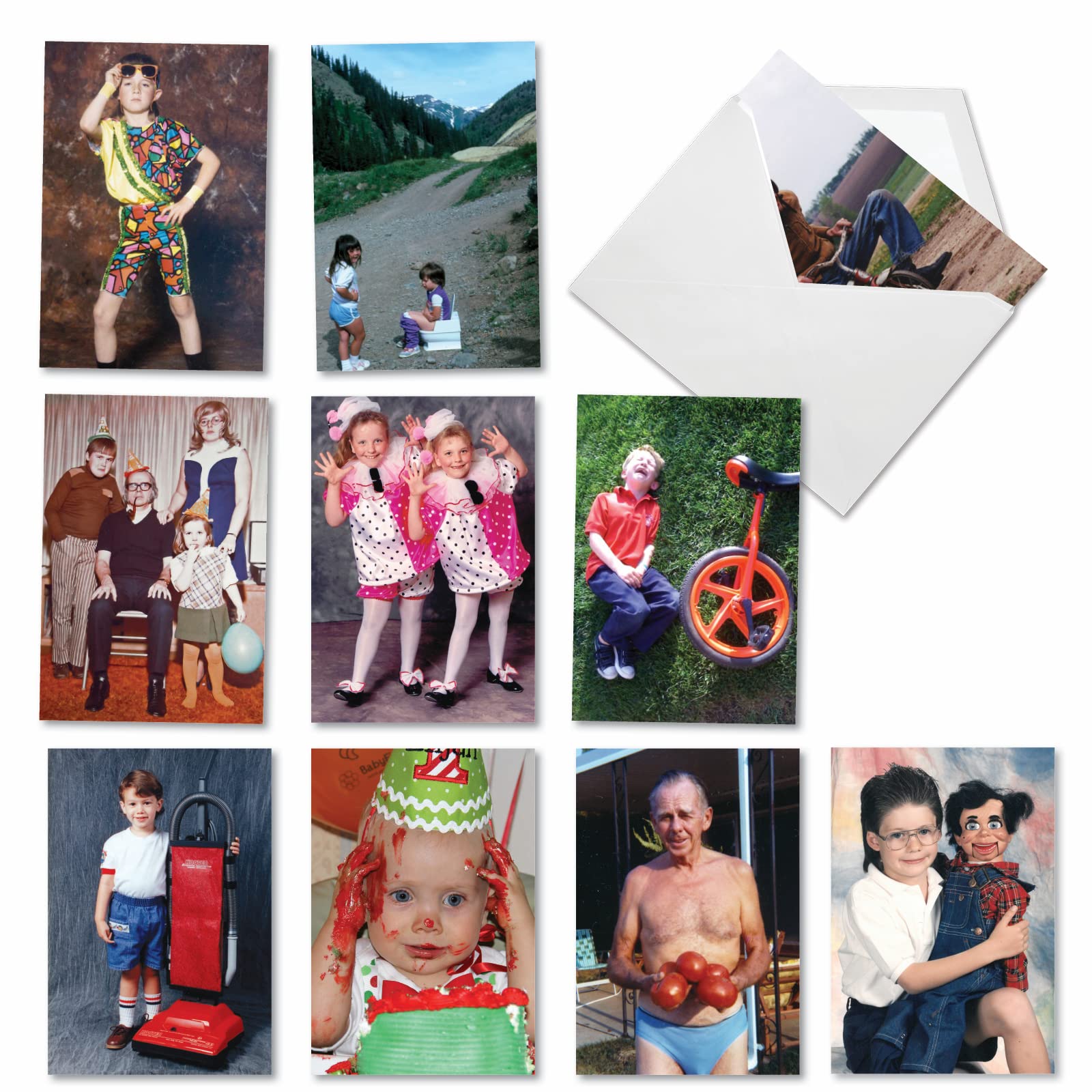 NobleWorks - 10 Funny Birthday Cards Assortment - Retro Notecard Set, Bulk Boxed Humor - Another Awkward Family Photo AC6334BDG-B1x10 โ image 1