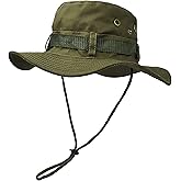 Outdoor Wide Brim Sun Protect Hat, Double Layer Classic US Combat Army Style Bush Jungle Sun Cap for Fishing Hunting Camping