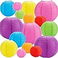 16 Pcs Colorful Paper Lanterns, Multi-Color Chinese or Japanese Hanging Paper Lanterns Decorations for Party, Classroom, Wedding, Home Decorations(Size of 4, 6, 8, 10 In)