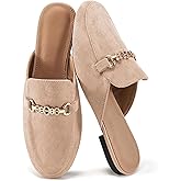 Womens Mules Buckle Flats: Classic Suede Slip On Shoes Dressy Closed Toe Backless Slides Loafers 2026 for Business Work Office Casual