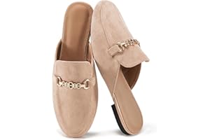FUDYNMALC Womens Mules Buckle Flats: Classic Suede Slip On Shoes Dressy Closed Toe Backless Slides Loafers 2025