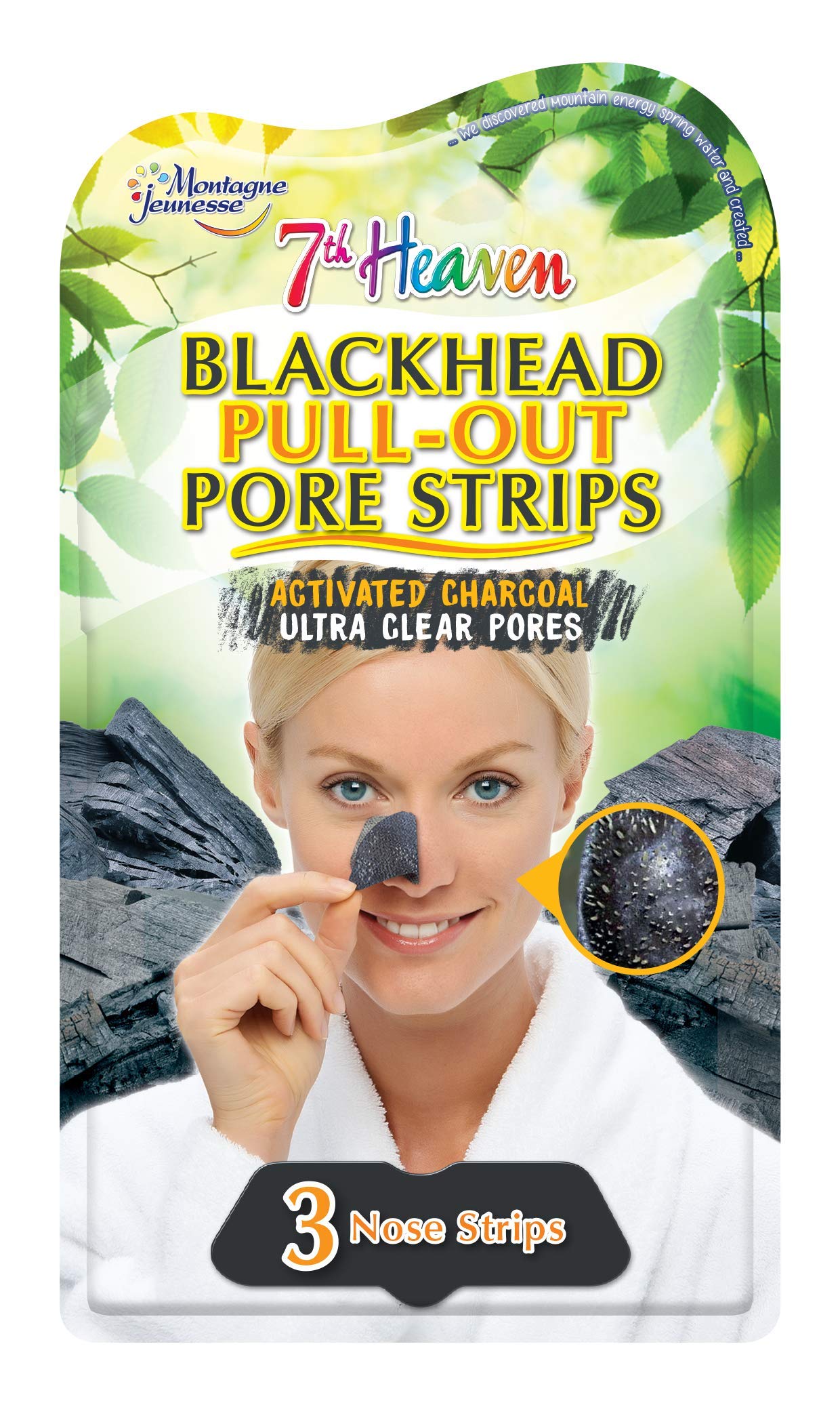 7th Heaven Blackhead Pull-Out Pore Strips with Activated Charcoal, Aloe Vera and Witch Hazel to Remove Blackheads, Absorb Excess Sebum and Clear Dead Skin Cells - Ideal for Combination and Oily Skin