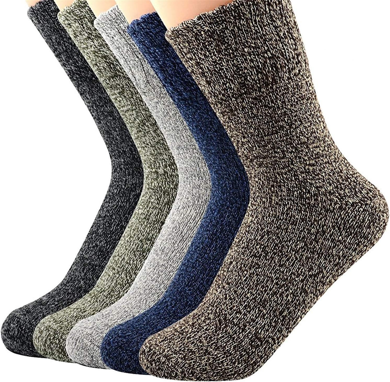 Women Wool Socks Ladies Warm Thermal Winter Socking Girls Vintage Knitting Crew Cozy Socks 5-pack By YAMEN