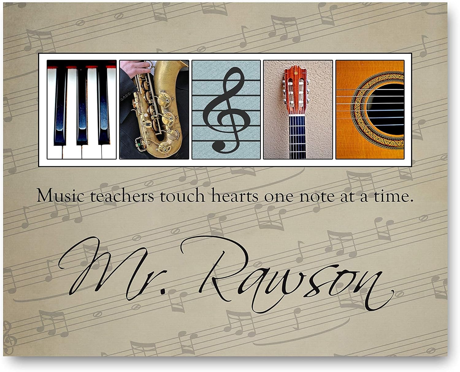 Photographs - PERSONALIZED Gift for Music Teacher - Wall Art for Music Teacher - Music Teacher Appreciation Gift - Gift for Band Leader or Director