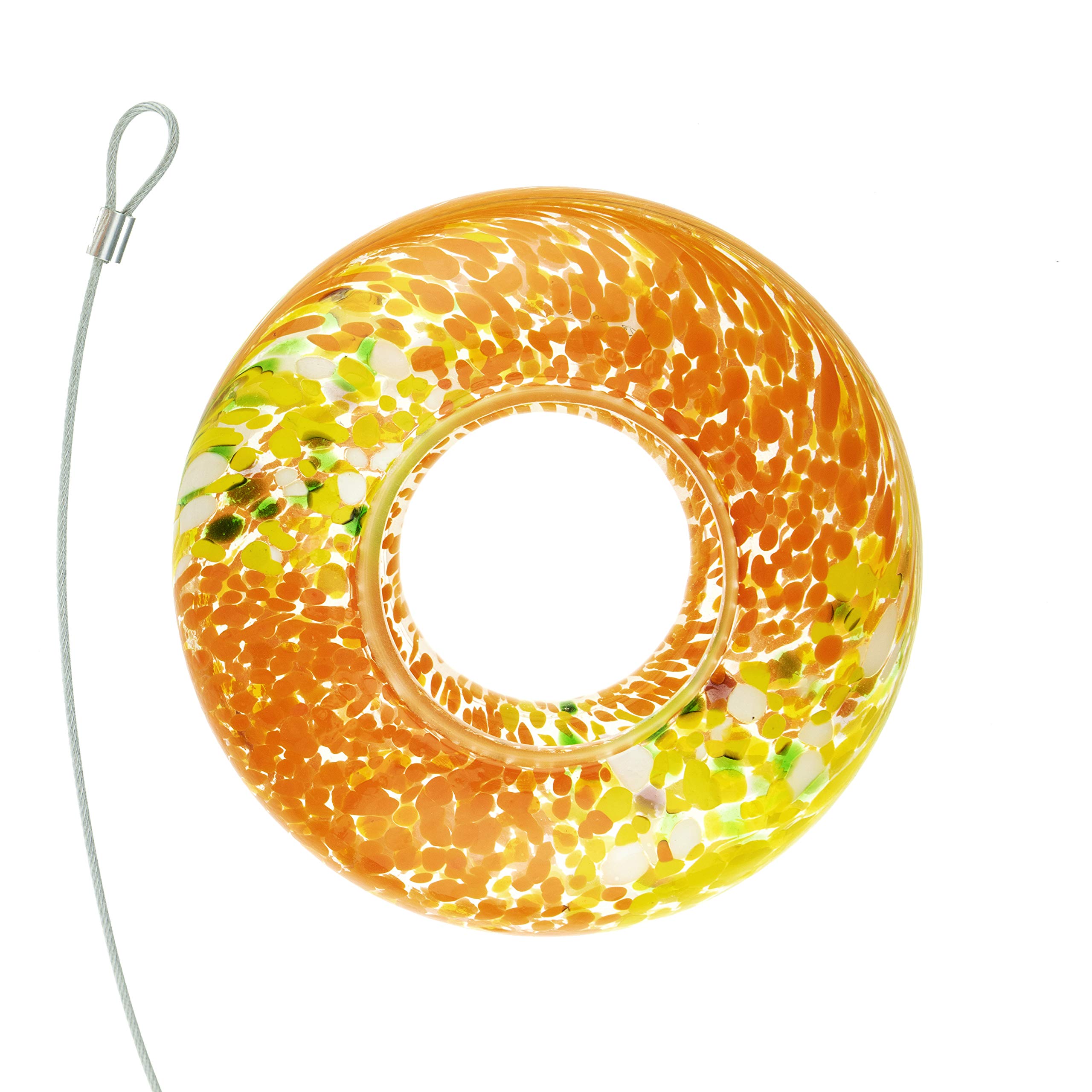 Photo 1 of CLEVER GARDEN Glass Bird Feeder, Hanging Outdoor Decoration for Wild Birds, Orange Circle