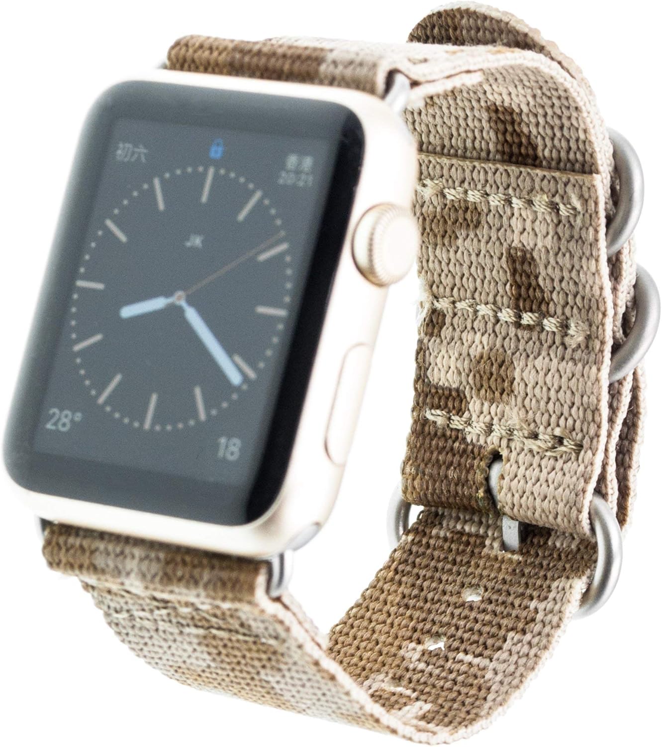 Digital Desert AOR1 Camouflage Nylon Strap Silver Buckle For Apple Watch Band 42mm NATO iWatch Series 3 2 1