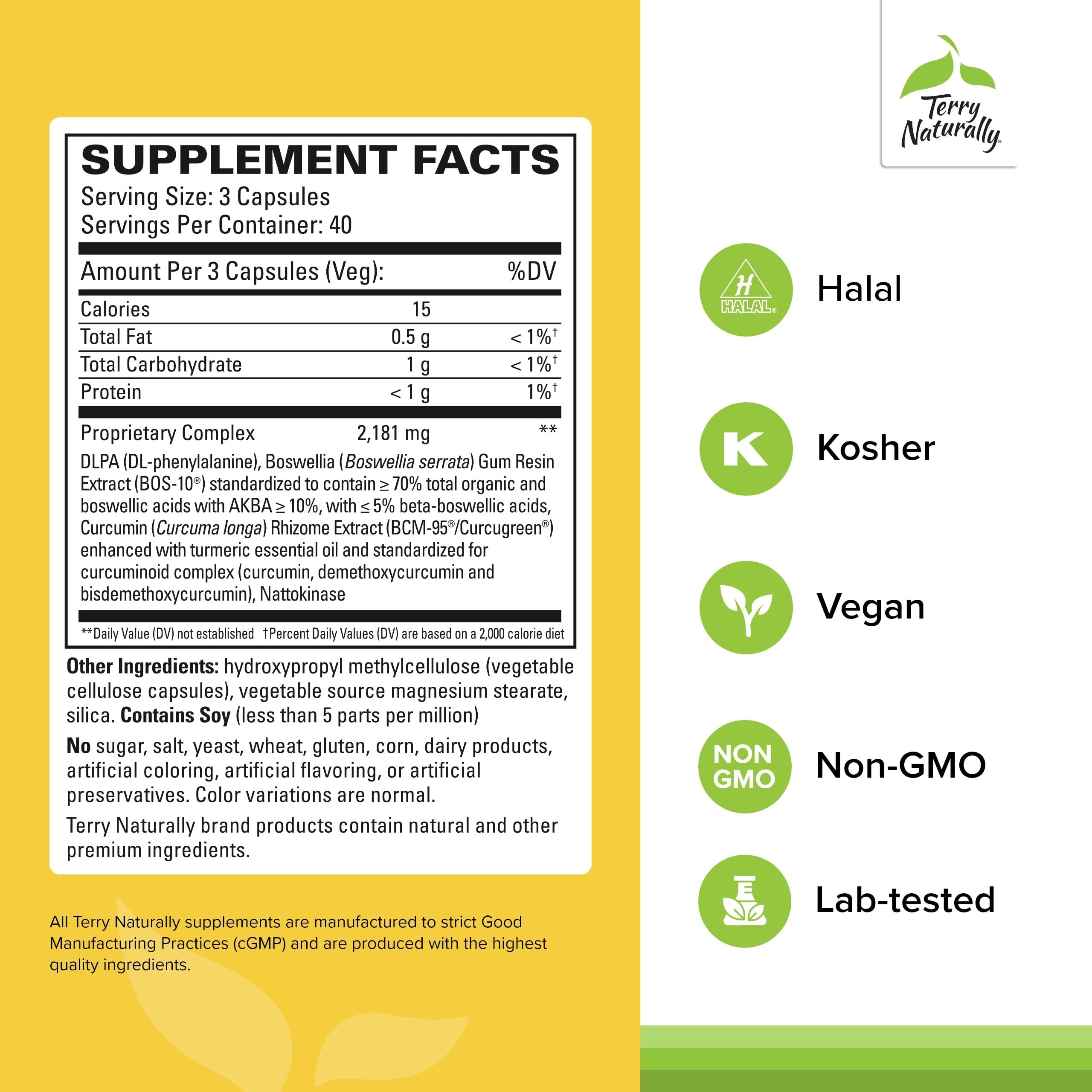 Terry Naturally Curamin - Curcumin Supplement for Circulation & Endorphin Support - Support for Occasional Discomfort - Aids Healthy Muscles - 120 Capsules