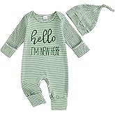 mlpeerw Newborn Baby Boy Clothes Letter Print Romper Long Sleeve Jumpsuit And Hat Coming Home Outfit Infant Fall Clothes