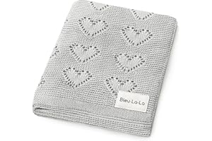 Heirloom Knit Heart Swaddling Blanket - 100% Luxury Cotton Baby Blanket - Soft Warm Swaddle Receiving Receiving Blanket for N