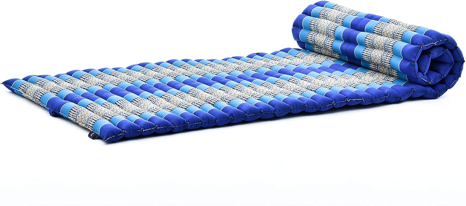 Leewadee Rollable Floor Mat M, Comfortable and Rollable Thai Mattress, Soft Massage Mat Filled with Eco-Friendly Kapok