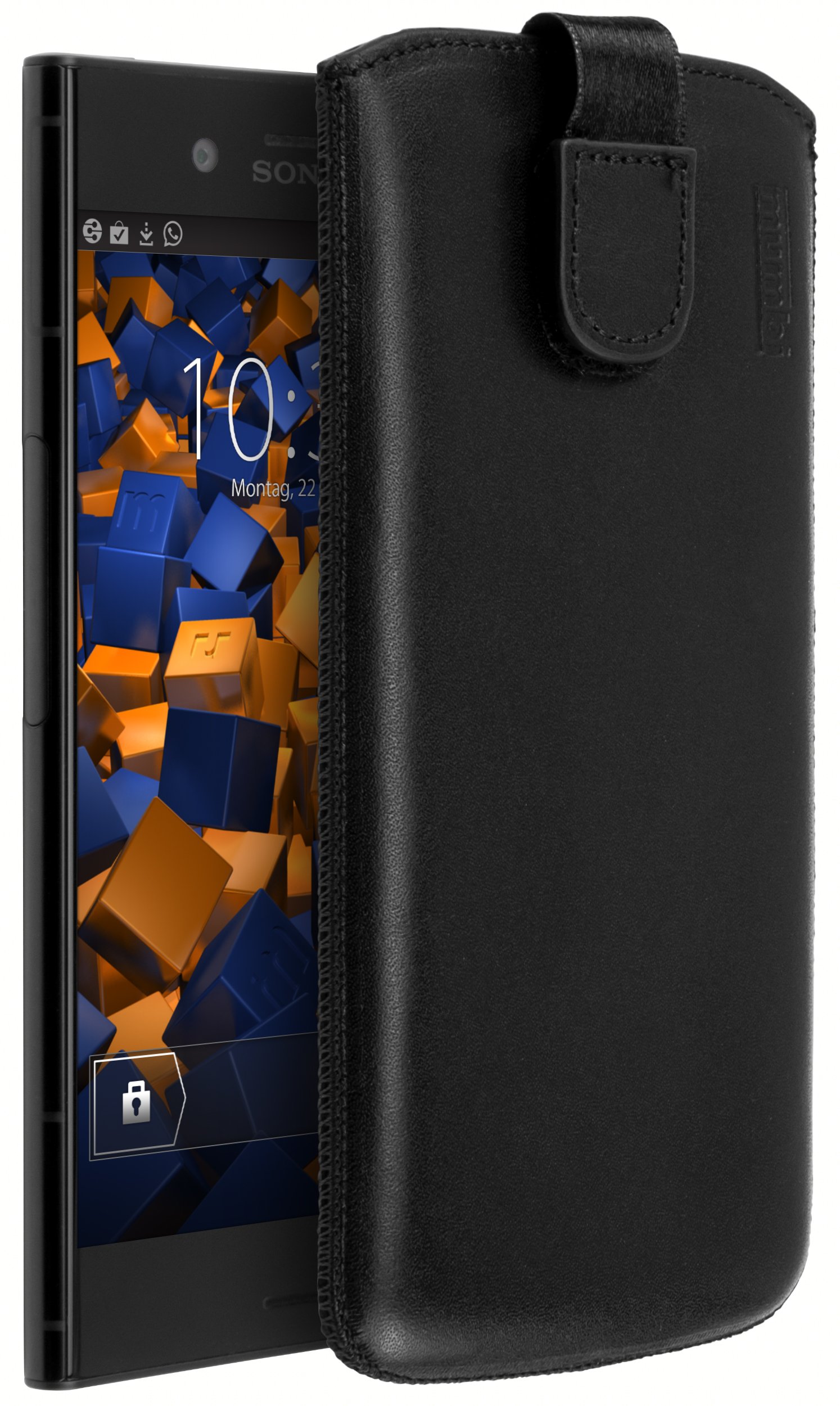 mumbi Genuine Leather Case Compatible with Sony Xperia XZ1 Black