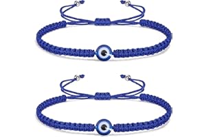 VIBILIA Evil Eye Bracelets for Women Men Handmade Braided Kabbalah Good Luck Bracelet Rope Cord Thread Friendship Bracelet Adjustable String Minimalist Jewelry