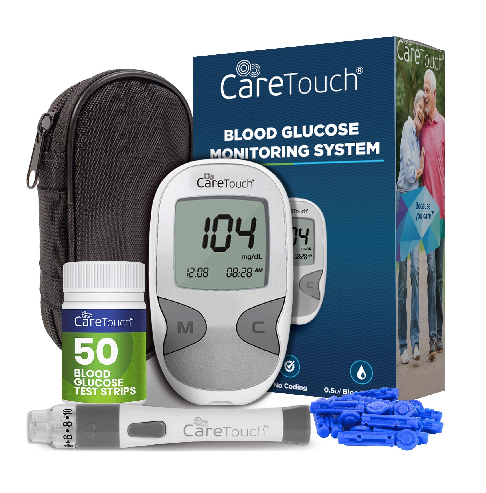 Care Touch Diabetes Testing Kit Blood Glucose Monitor, 50 Blood