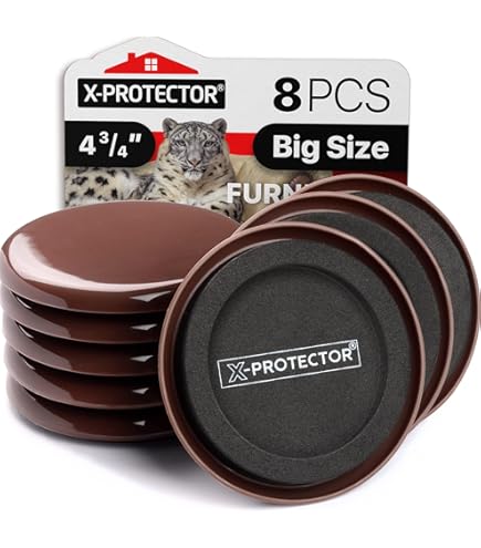 Magic Sliders Self-Adhesive Furniture Floor Protectors | Gray, Round, 2-3/8 Inch | 4 Pack