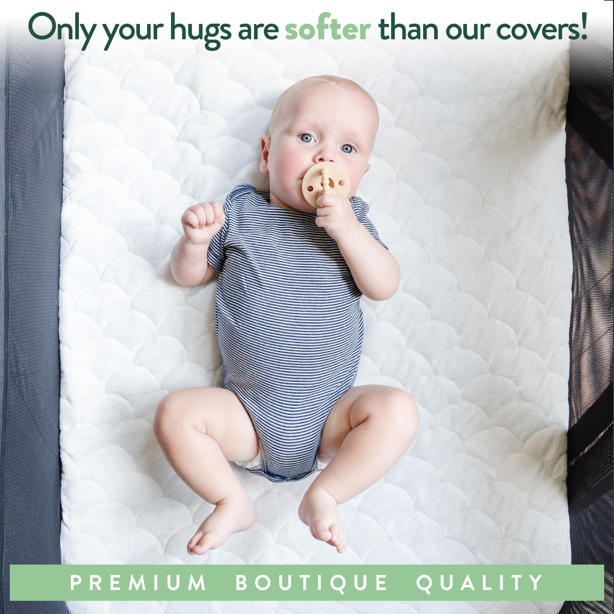 Joey + Joan Waterproof Pack and Play Mattress Pad Protector Cover – Compatible with Graco Pack n Play – 2 Pack Quilted Playard Sheets of Viscose Made from Bamboo – 27