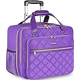 Ytonet Rolling Briefcase for Women, 17.3 Inch Large Rolling Laptop Bag with Wheels, Water Resistant Stylish Overnight Computer Bag for Work Travel College Business Wife Mom Teacher, Purple