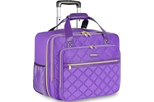 Ytonet Rolling Briefcase for Women, 17.3 Inch Large Rolling Laptop Bag with Wheels, Water Resistant Stylish Overnight Computer Bag for Work Travel College Business Wife Mom Teacher, Purple