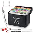 Banral 130 Colors Dual Tip Alcohol Based Markers, Twin Sketch Art Markers Set Pens for Artists Kids Adult Coloring Drawing Sketching Card Making Illustration, Premium Brush Markers with Case