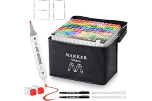 Banral 130 Colors Dual Tip Alcohol Based Markers, Twin Sketch Art Marker Set Pens for Artists Kids Adult Coloring Drawing Sketching Card Making Illustration, Premium Brush Markers with Case